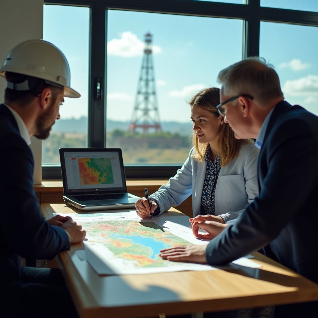 Equipo de expertos analizando datos del sector petrolero